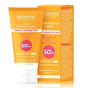 Alldermo Spf50+ Güneş Koruyucu Krem  Kuru Hassas Cilt 50 ml